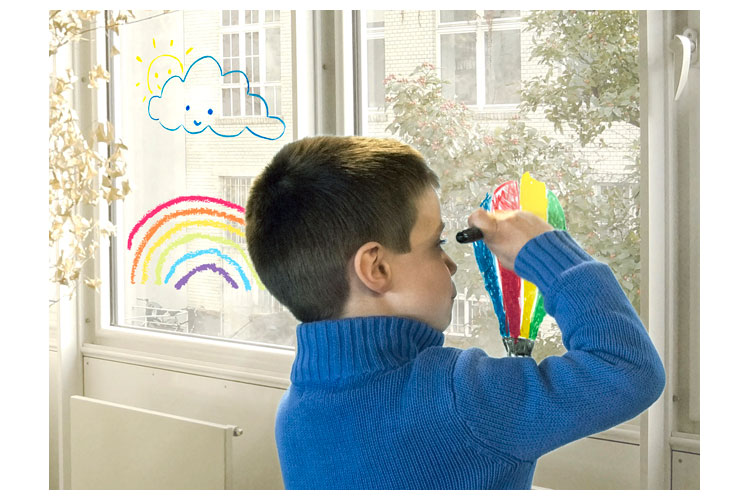 Marqueurs de fenêtre Enfants - 6 pièces avec chiffon - Marqueur