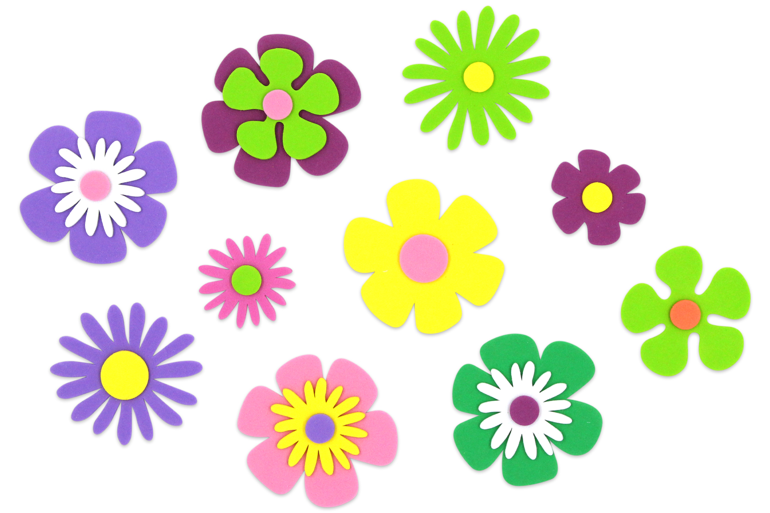 Stickers fleurs en caoutchouc mousse - 400 pcs - Fleurs et feuilles  décoratives - 10 Doigts
