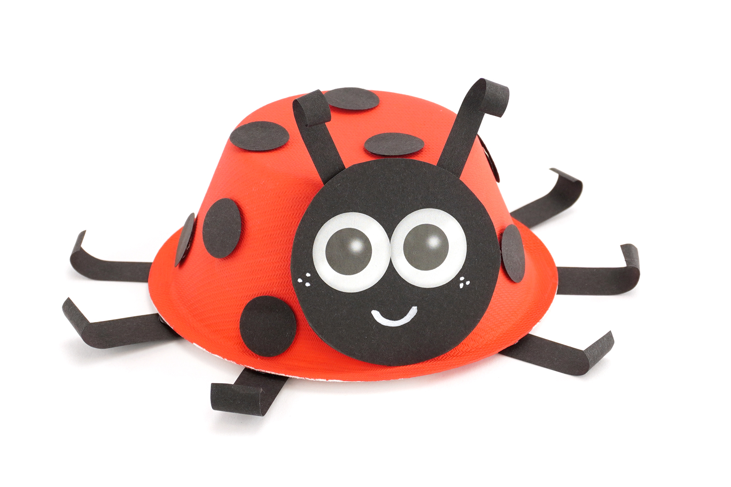 Coccinelle avec un bol en carton