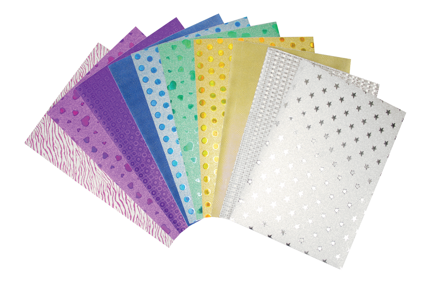 Feuilles adhésives pailletées assorties - 10 pièces - Papiers