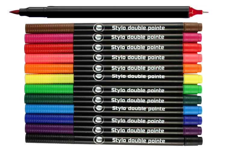 Feutres Double Pointe 12 Couleurs Feutres Pointes Fines 10 Doigts