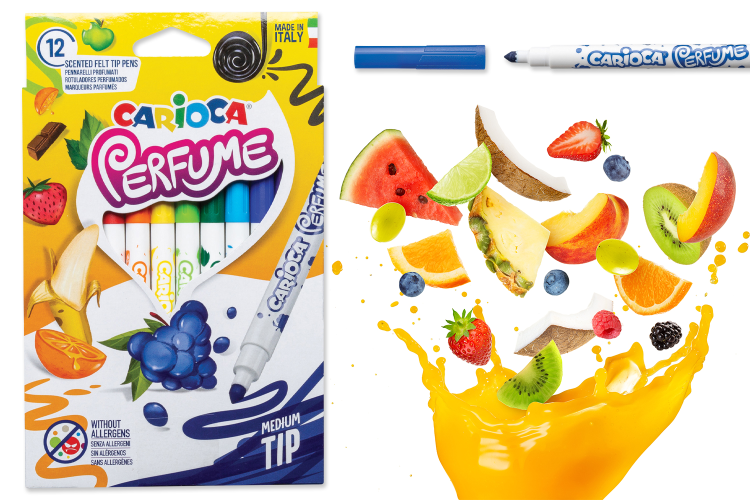 Feutres parfumés Carioca - 12 feutres - Feutres à effets - 10 Doigts
