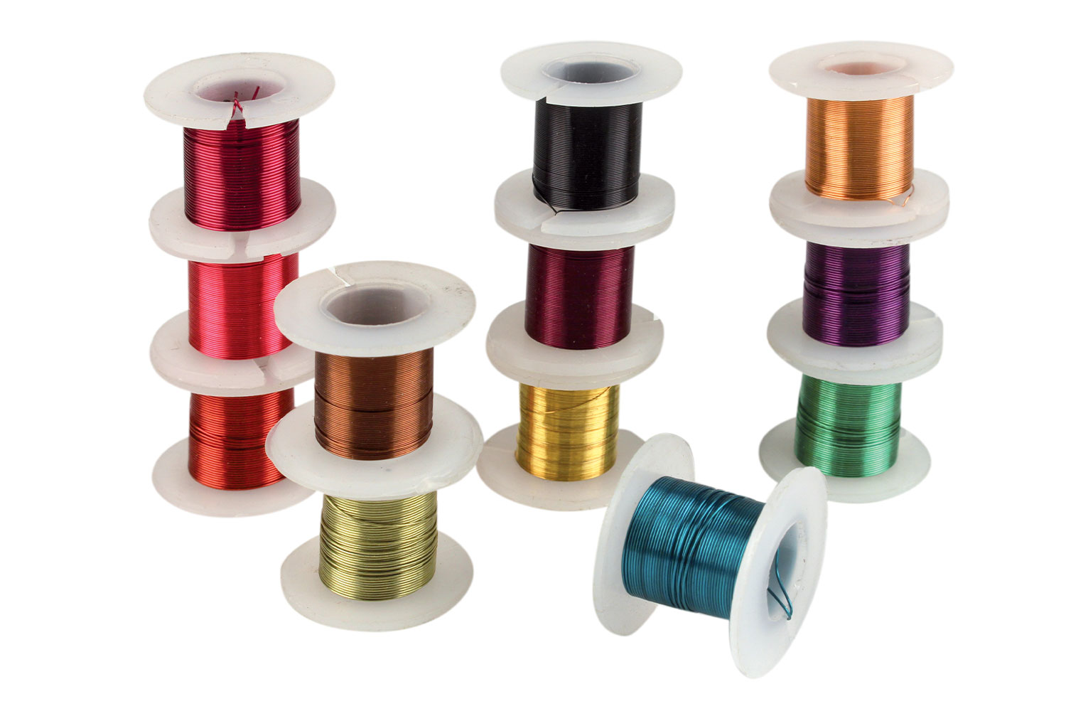 Fil de cuivre coloré Ø 0,4 mm - 12 bobines - Fils aluminium - 10 Doigts