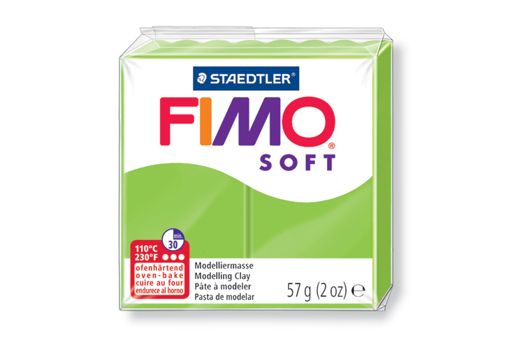 Pâte Fimo soft couleur Vert Pomme n°50, Pain polymère de 57g à