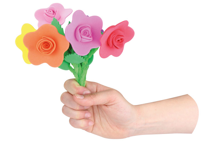 Kit 6 fleurs en caoutchouc mousse assorties - Kits clés en main