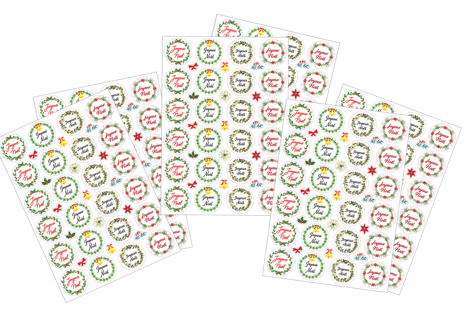 X 10 étiquettes autocollantes rondes stickers papier  joyeux noël