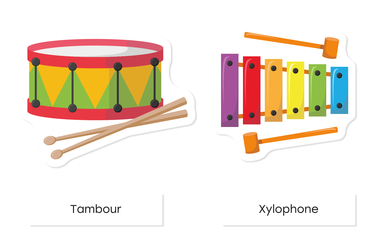 Gommettes Instruments de musique - 2 planches - Gommettes Pédagogiques - 10  Doigts