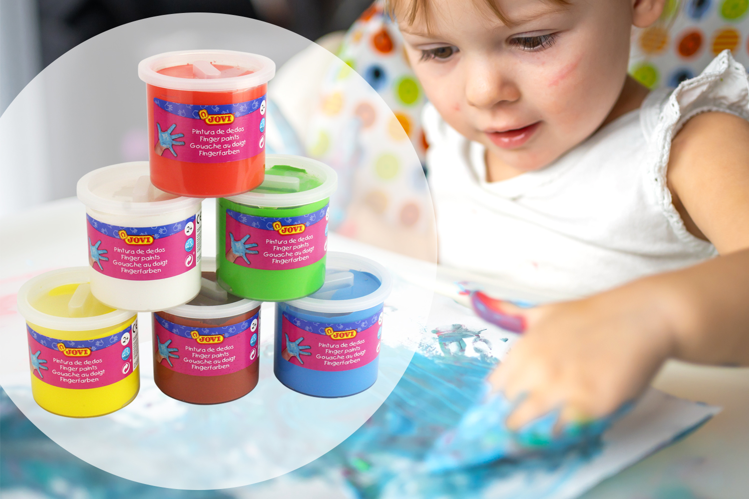 Peinture Au Doigt Enfant, 6 X 125 Ml Pots, Peinture Lavable