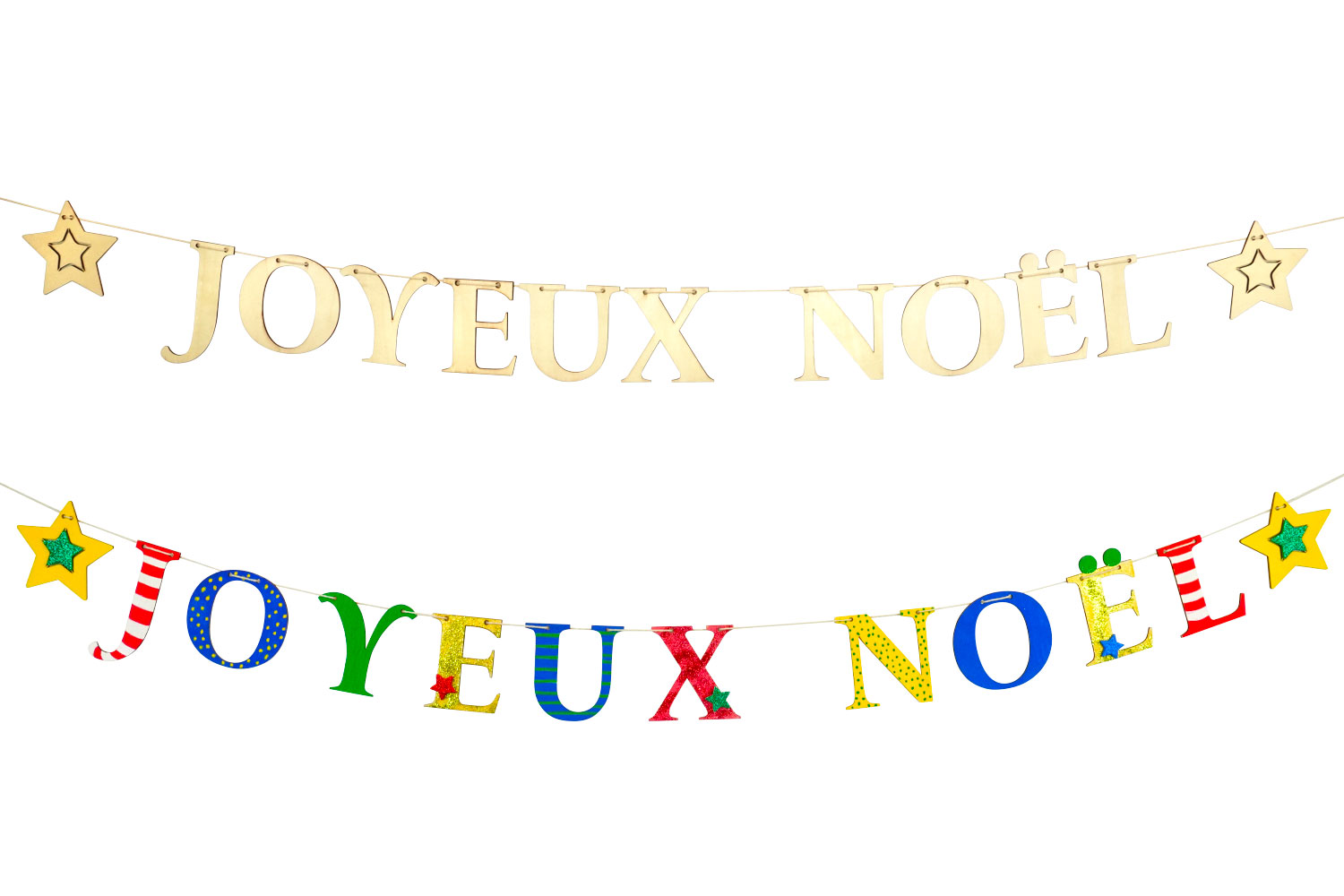 Guirlande en bois Joyeux Noël - Supports de Noël en bois - 10 Doigts