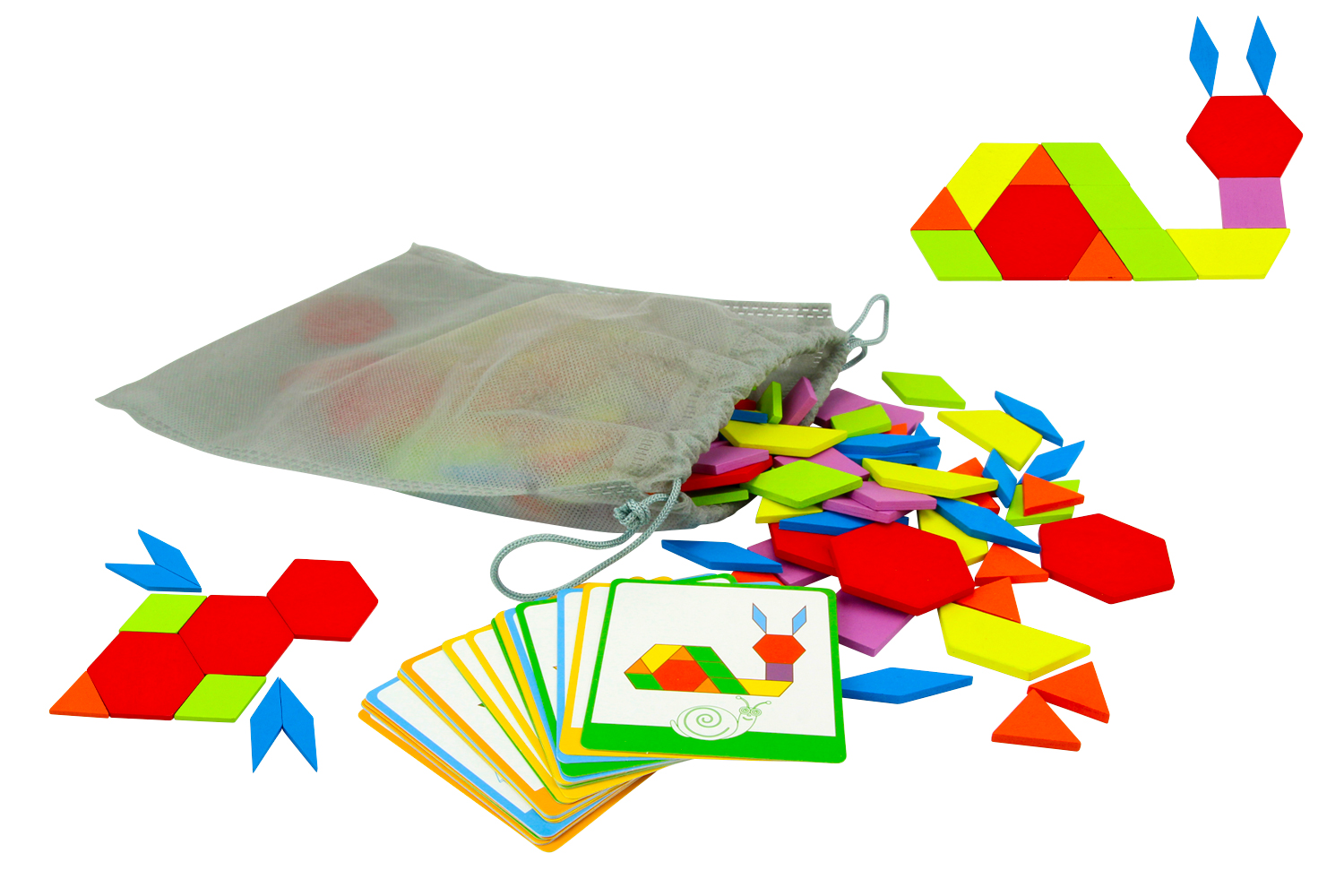 Jouets Montessori Puzzle en bois Tangram jeu Puzzle 3D préscolaire