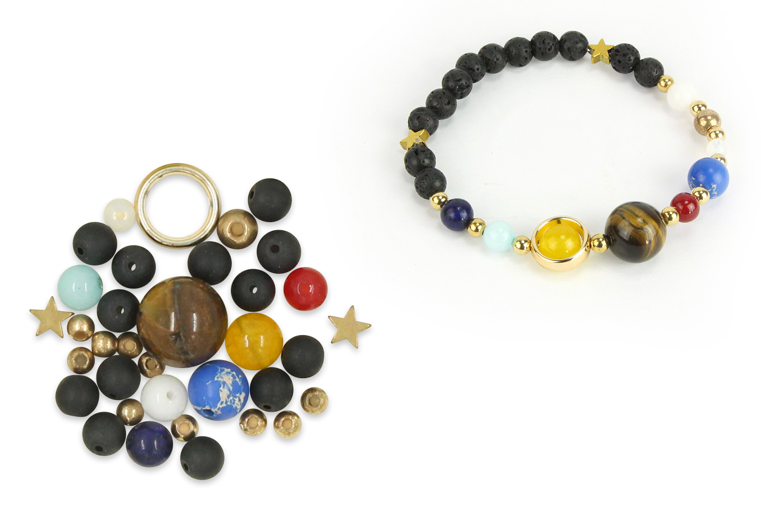 Kit bracelet Système solaire - Lithothérapie / Bracelets chakras - 10 Doigts