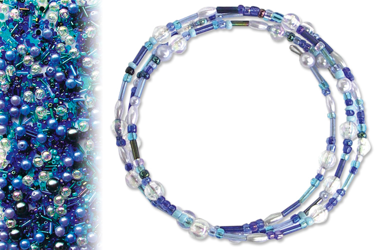 Kit bracelets farandole de perles en camaïeu de bleus