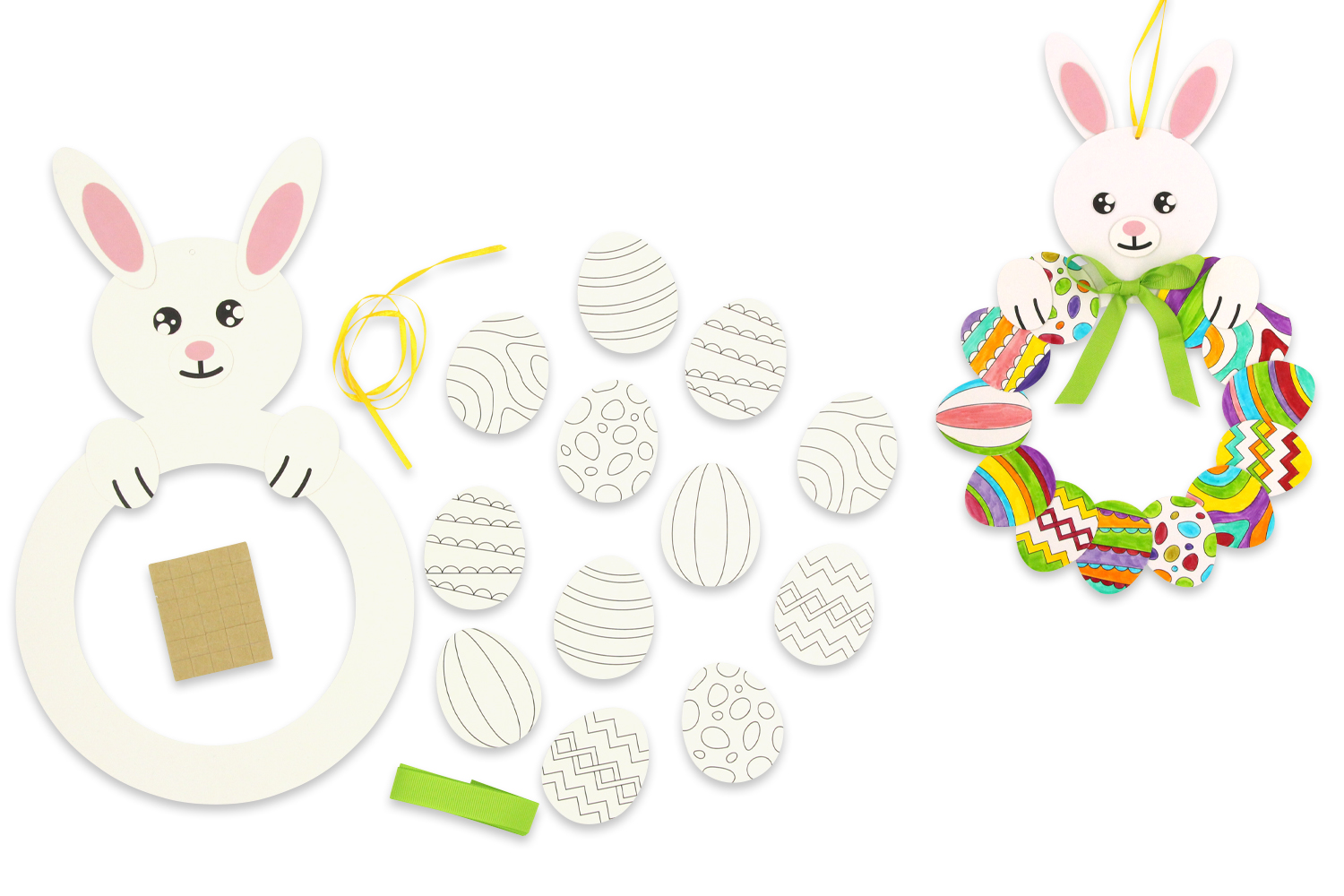 Couronne de Pâques lapin et œufs - Kits créatifs Pâques - 10 Doigts