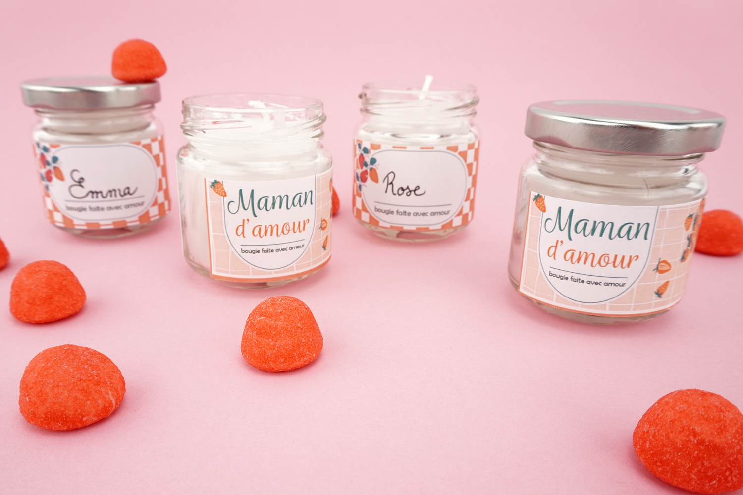 Bougie Parfumée Artisanale Fraise Rhubarbe - Cire De Soja - Les Bougies D'Eno