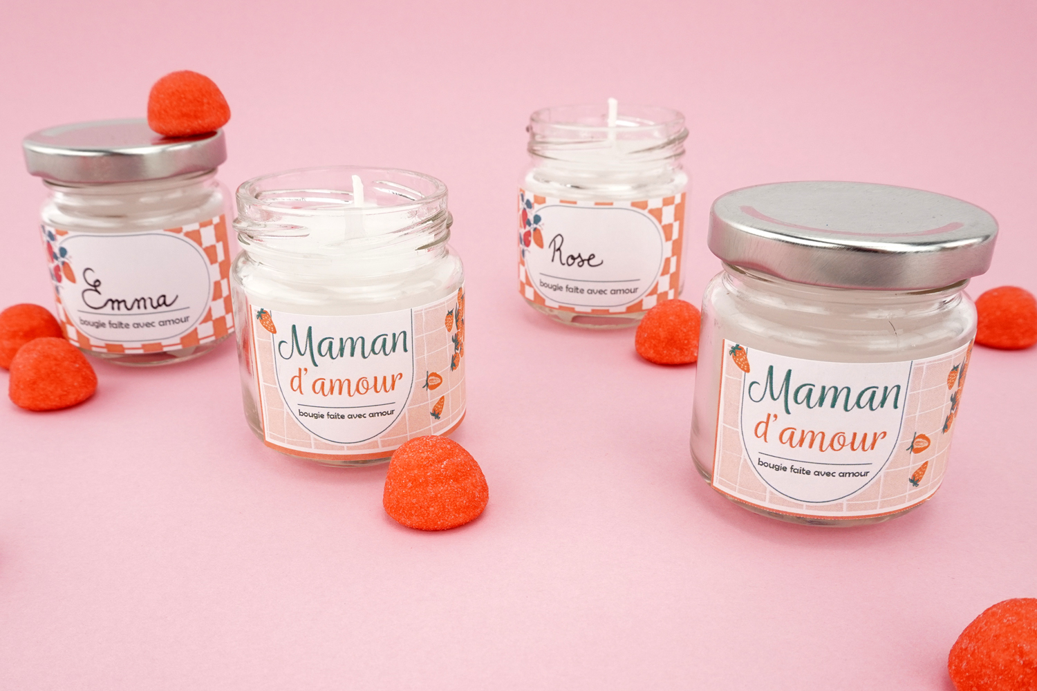 Kit bougies à la fraise - 12 bougies - Livres Bougies