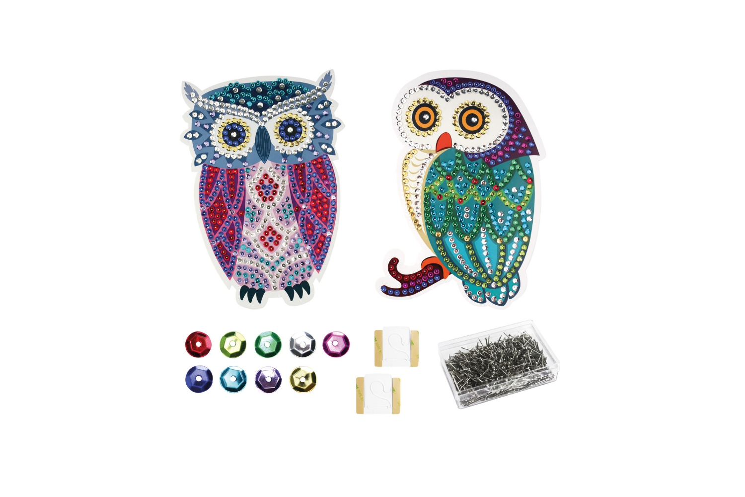 Coffret Sequin Chouette Et Hibou Coffret Piquage De Sequins 10 Doigts