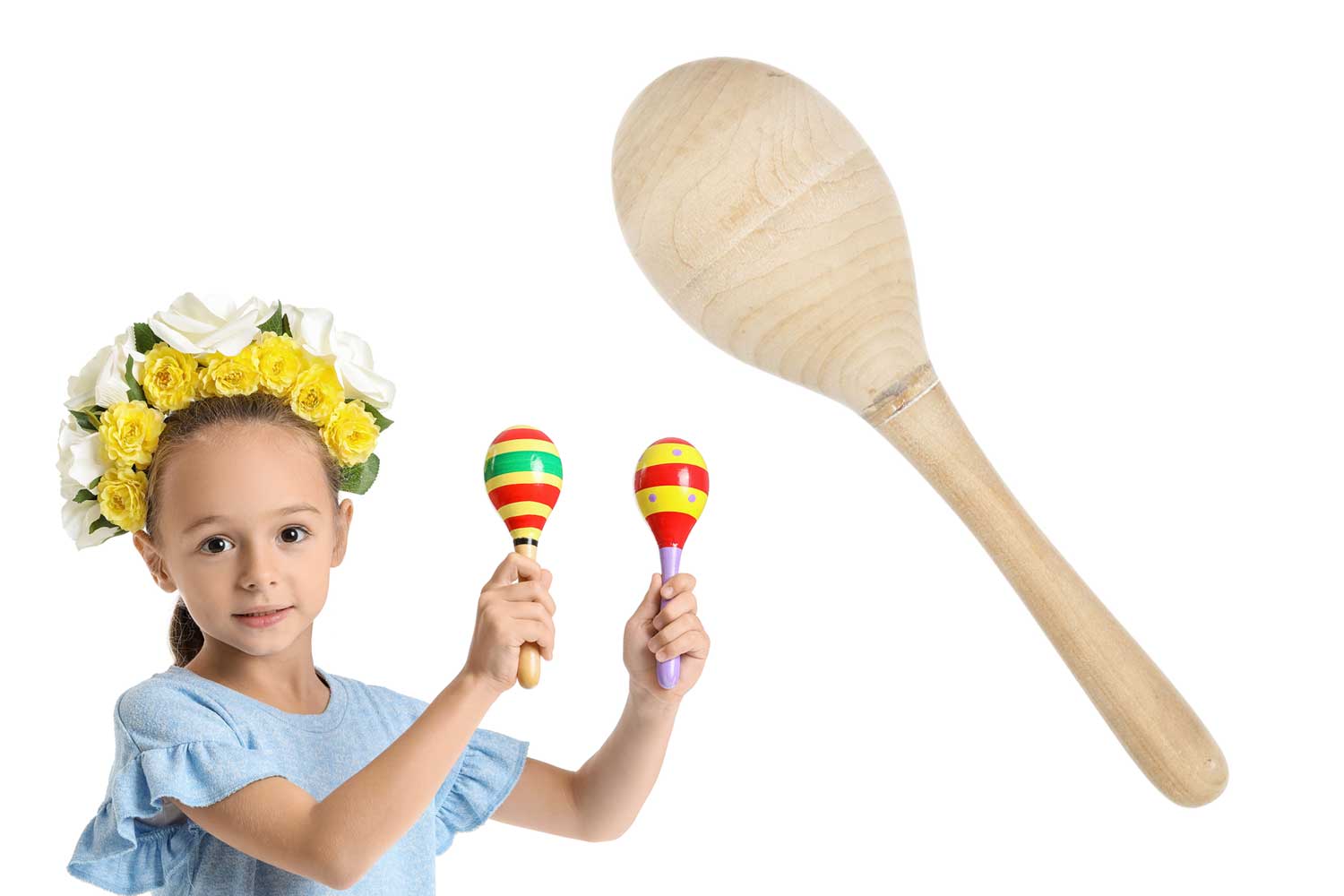 Maracas en bois naturel - Instruments en bois - 10 Doigts