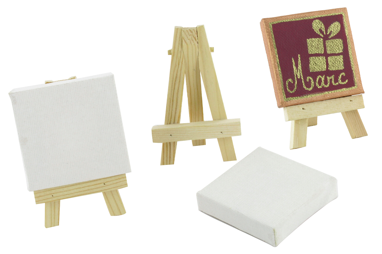 10 Ensembles Mini Affichage Chevalet Avec Toile 8X8Cm Table De Mariage