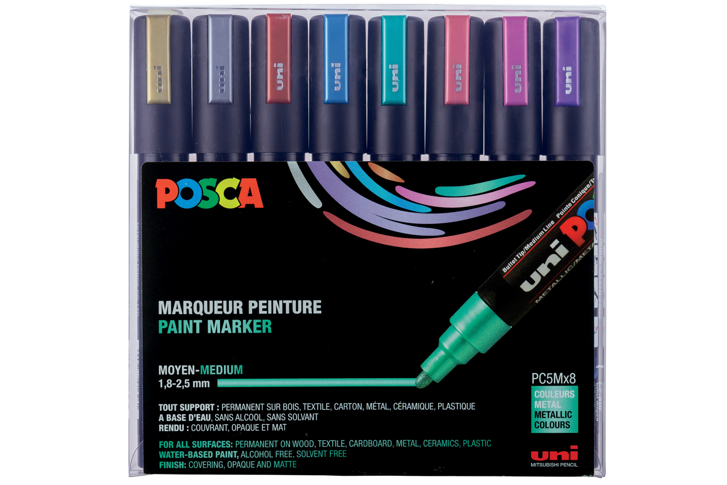 Marqueurs Posca - 8 Couleurs métalliques - Marqueur POSCA - 10 Doigts
