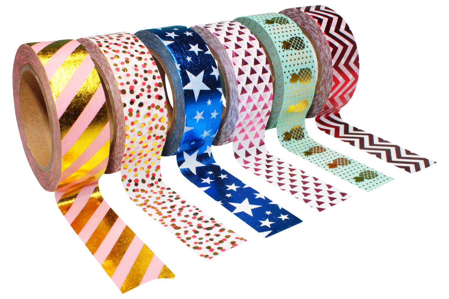 Masking tape à motifs métallisés - 6 rouleaux - Adhésifs colorés