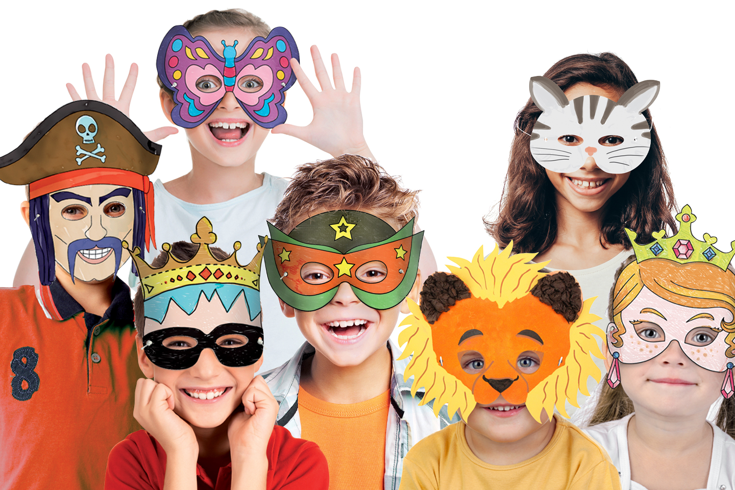 Masques enfants à décorer lot de 12