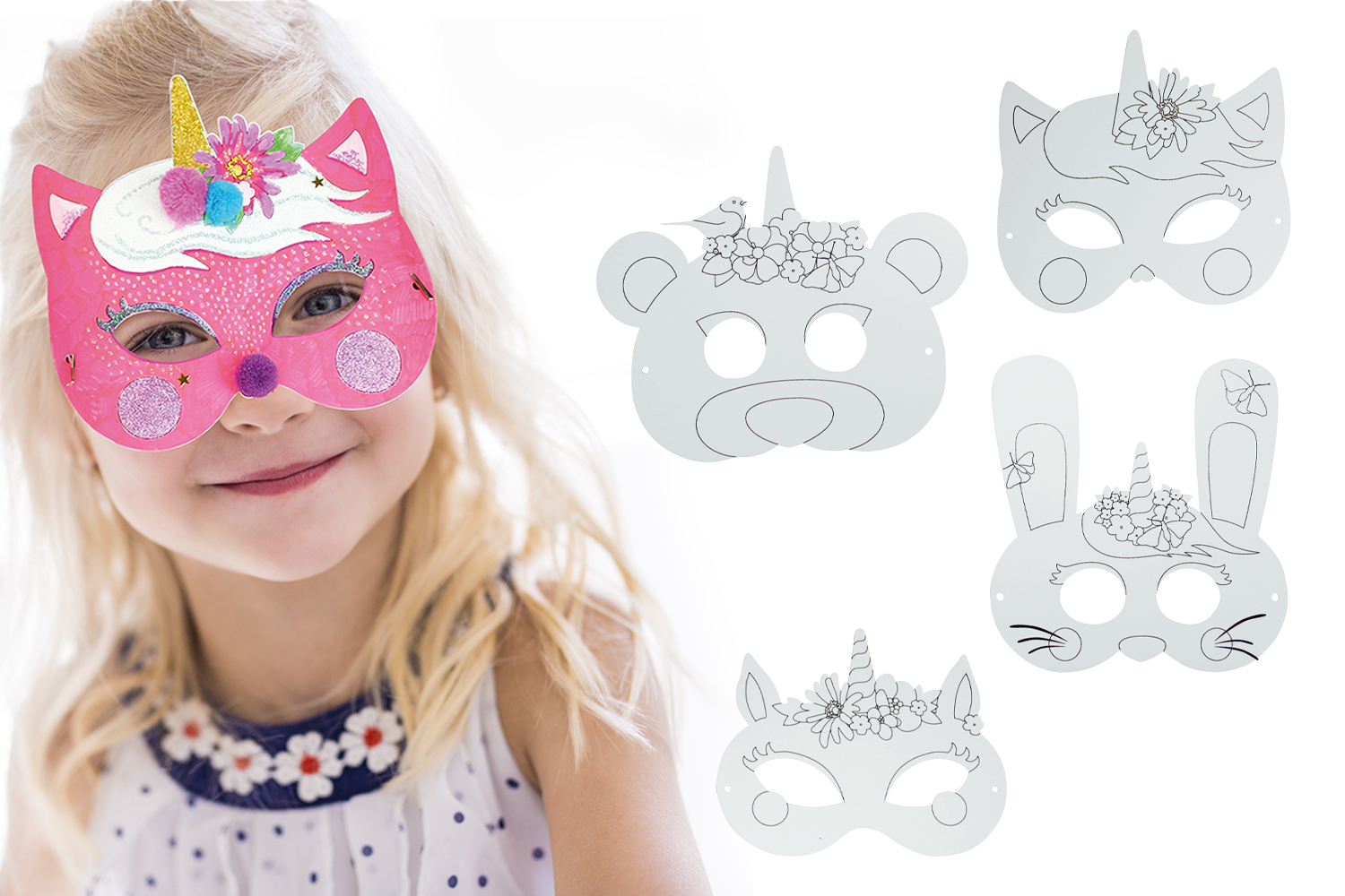 KIT Bricolage Masque de Carnaval Papillon rose en gommettes