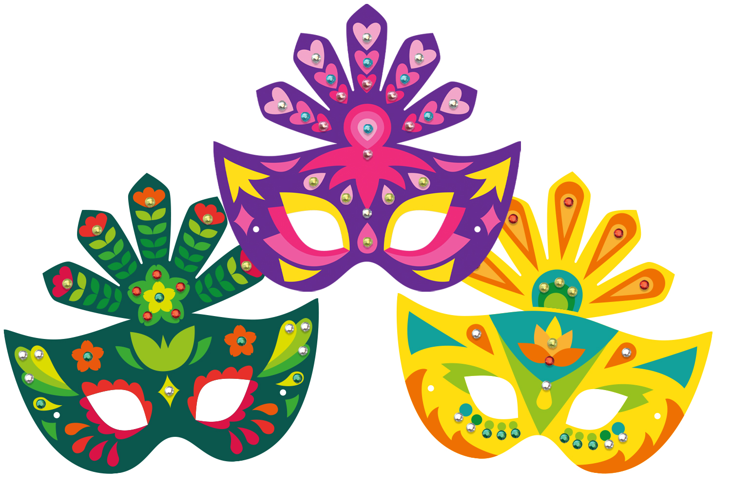 Kit de masques carnaval - Set de 6 - Mardi gras, carnaval - 10 Doigts