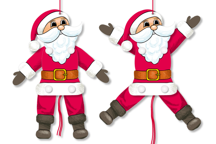Mobile Père Noël Articulé Support Pré Dessiné 10 Doigts