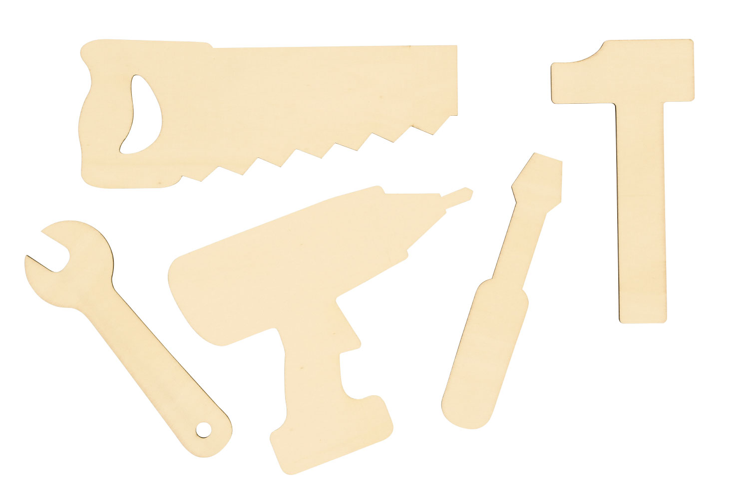 Formes outils en bois à décorer - 5 pièces - Supports plats - 10 Doigts