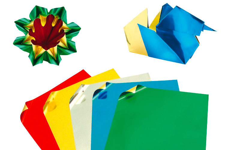 Papier Origami métallisé, format carré - 50 feuilles - Papier métallisé,  pailleté - 10 Doigts
