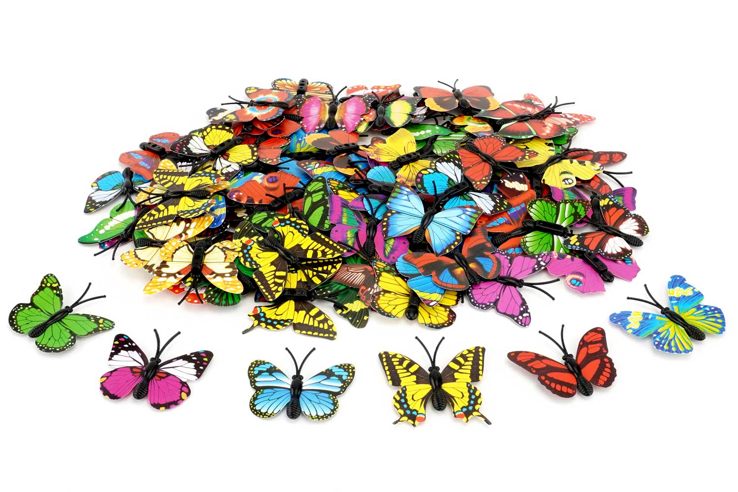 Papillons 3D - 100 pièces - Décorations à coller - 10 Doigts