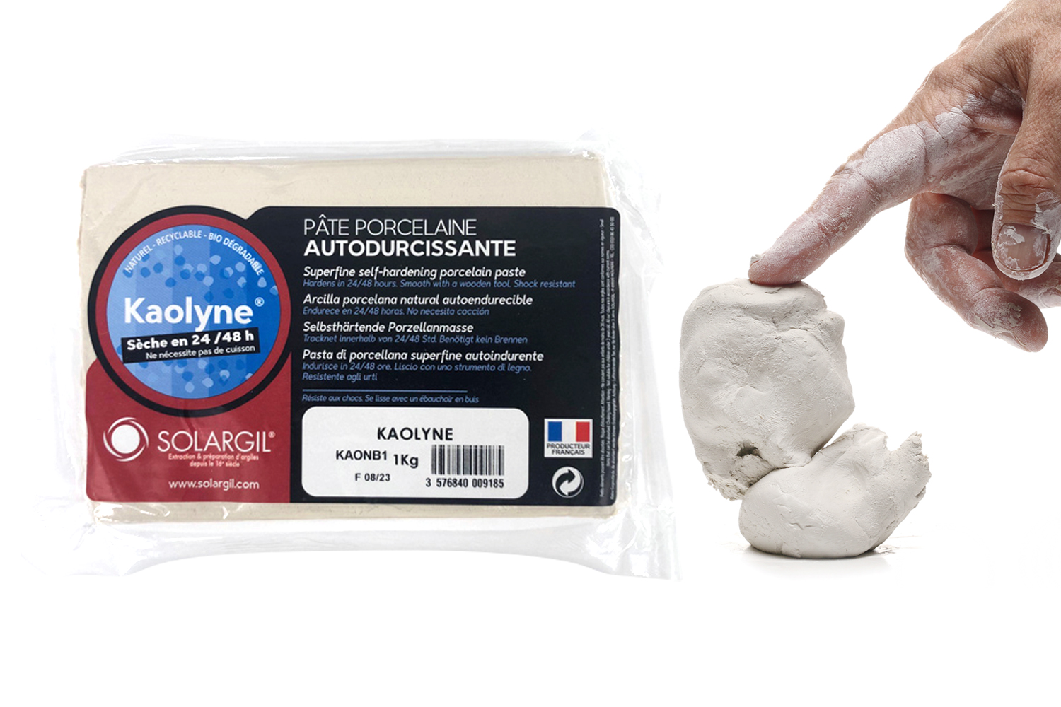 Argile auto-durcissante - Blanc - 1 kg : : Cuisine et Maison