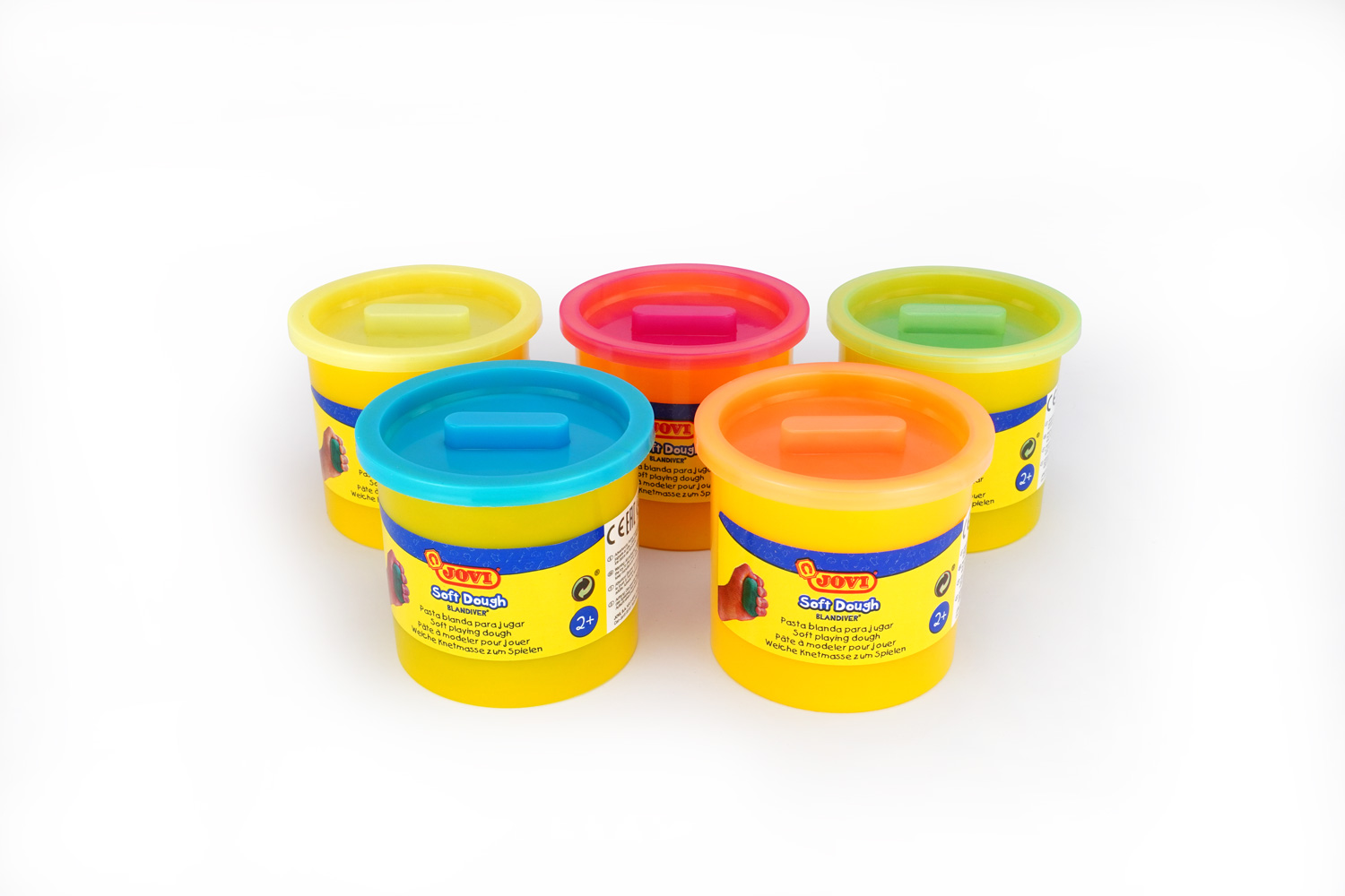 Pâte à modeler fluo (dès 2 ans) - 5 pots de 110 gr - Pâtes à modeler bébé -  10 Doigts