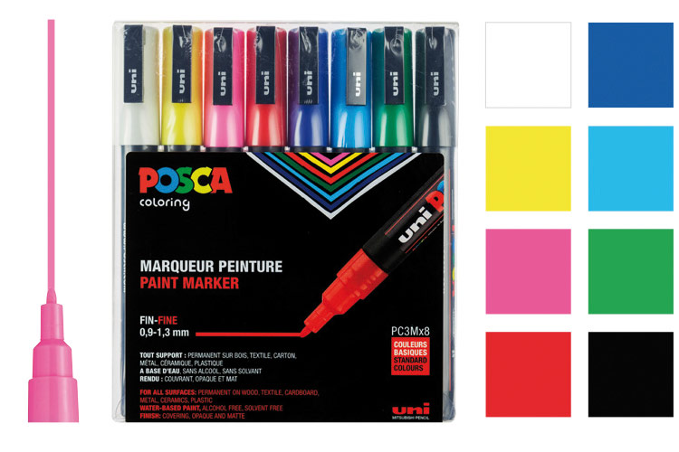 Set de 4 feutres Posca métalliques - PC3M pointe fine conique