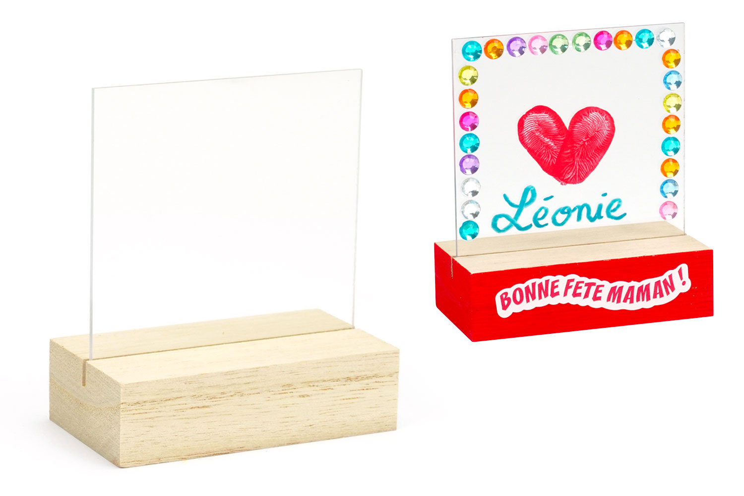 Mini cadres empreinte plaque plexiglas - Lot de 3 cadres - Cadres photos en  bois - 10 Doigts