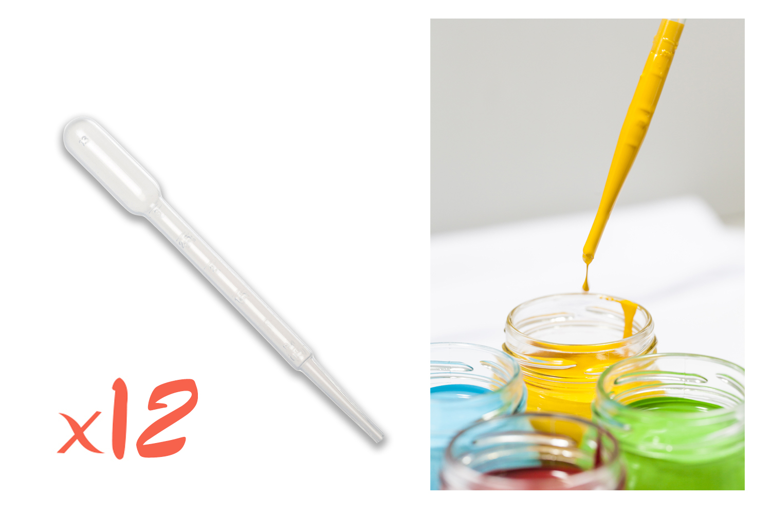 Pipettes compte-gouttes - Lot de 12 - Accessoires de peintures