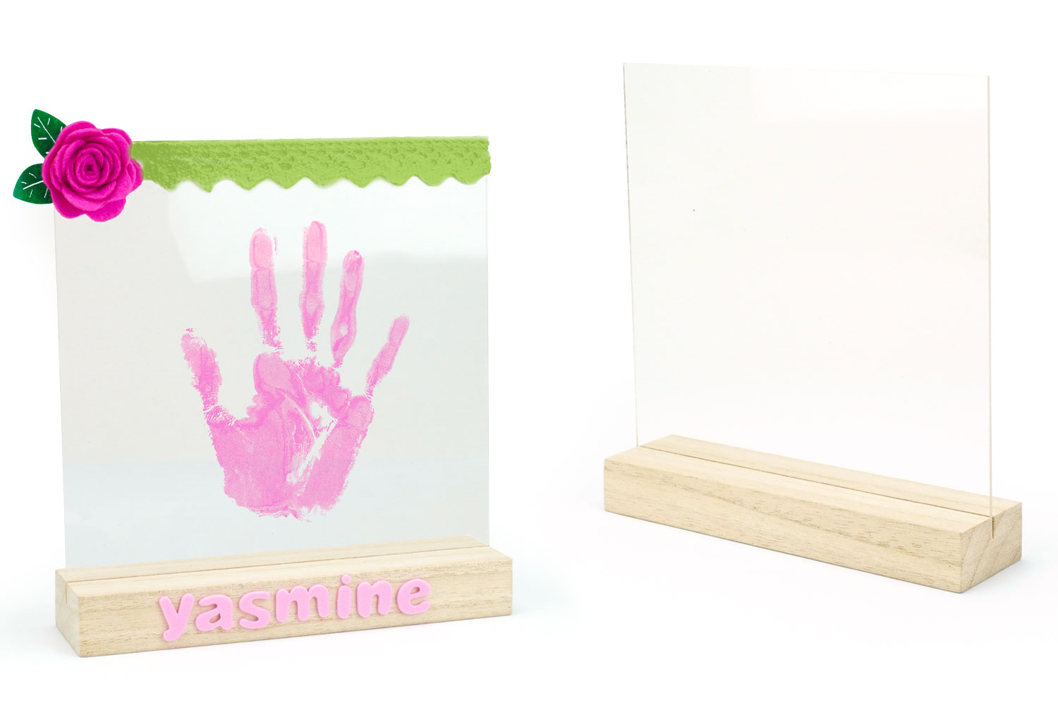 Cadre empreinte plaque plexiglas - 15 cm - Cadres photos en bois - 10 Doigts