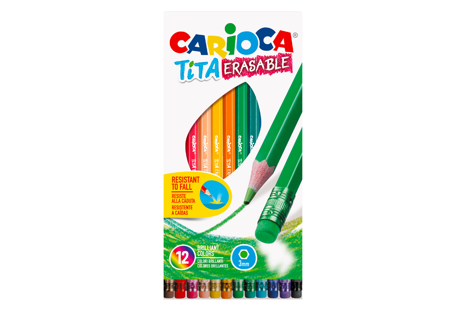 24 Crayons De Couleur Effaçables - Mines 3mm Gomme Intégrée Couleurs Vives