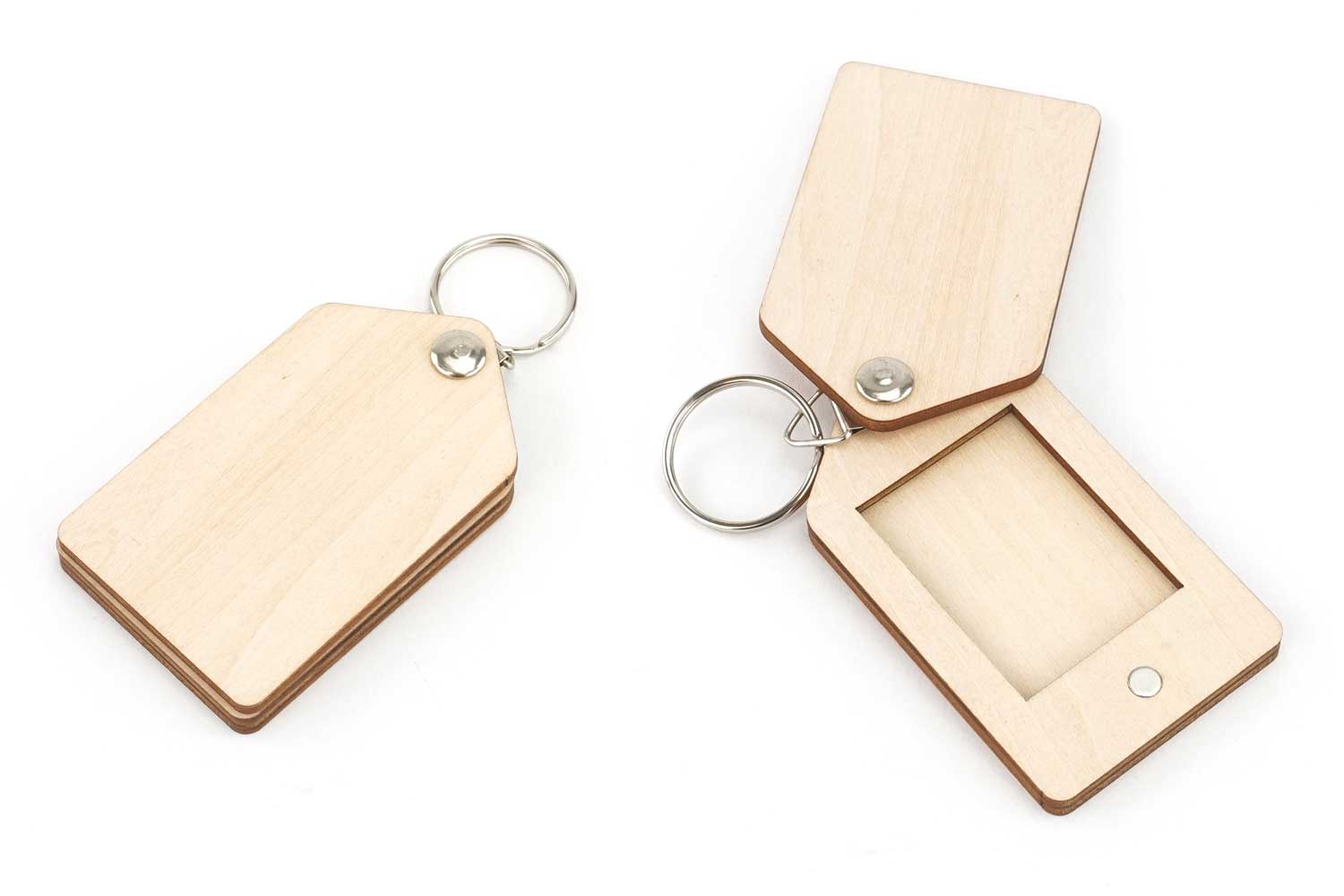 Porte-clés photo d'identité en bois - Bijoux et porte-clefs en