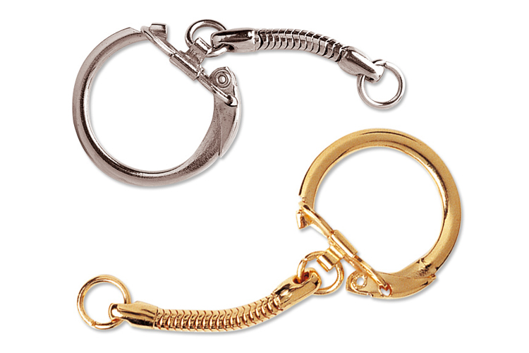 10 ANNEAUX BRISES PORTE-CLE simple ondulé métal DORE 25mm Loisirs créatifs