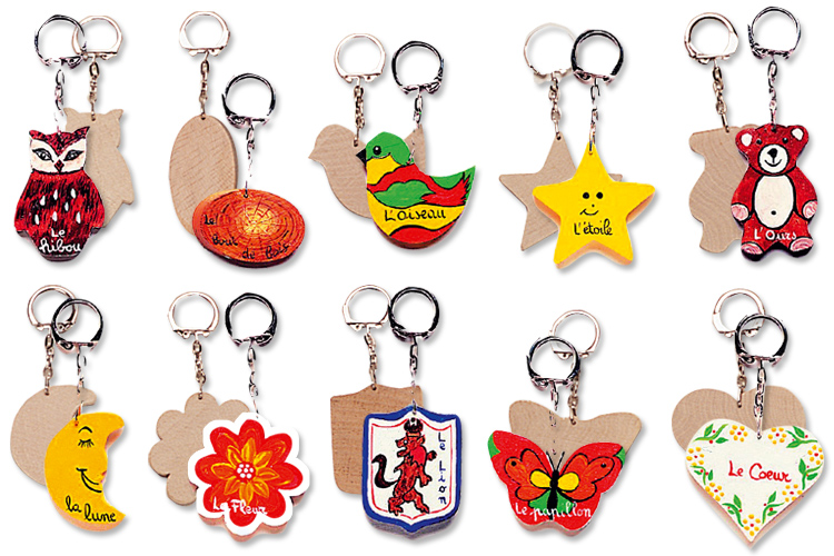 Porte-clefs assortis, en bois naturel à décorer...