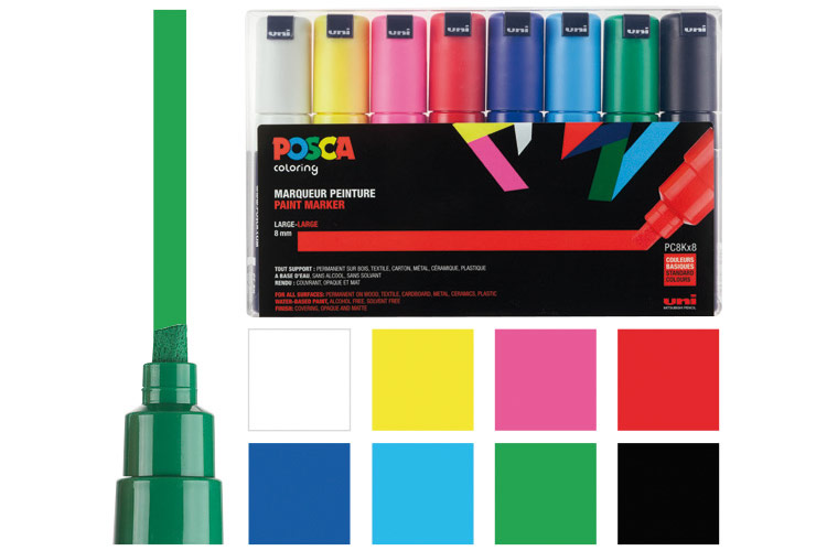 Marqueurs POSCA Pointes moyennes - 8 couleurs pastel - Marqueur POSCA - 10  Doigts