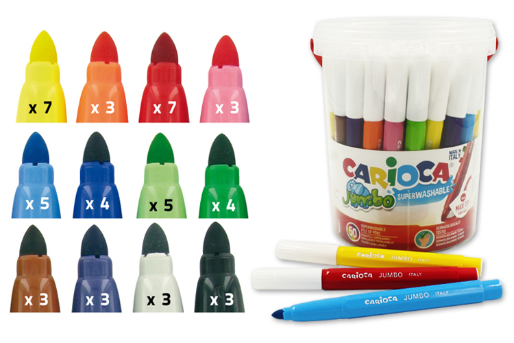 Carioca feutre tampon Superwashable 12 pièces (= 12 couleurs et 12