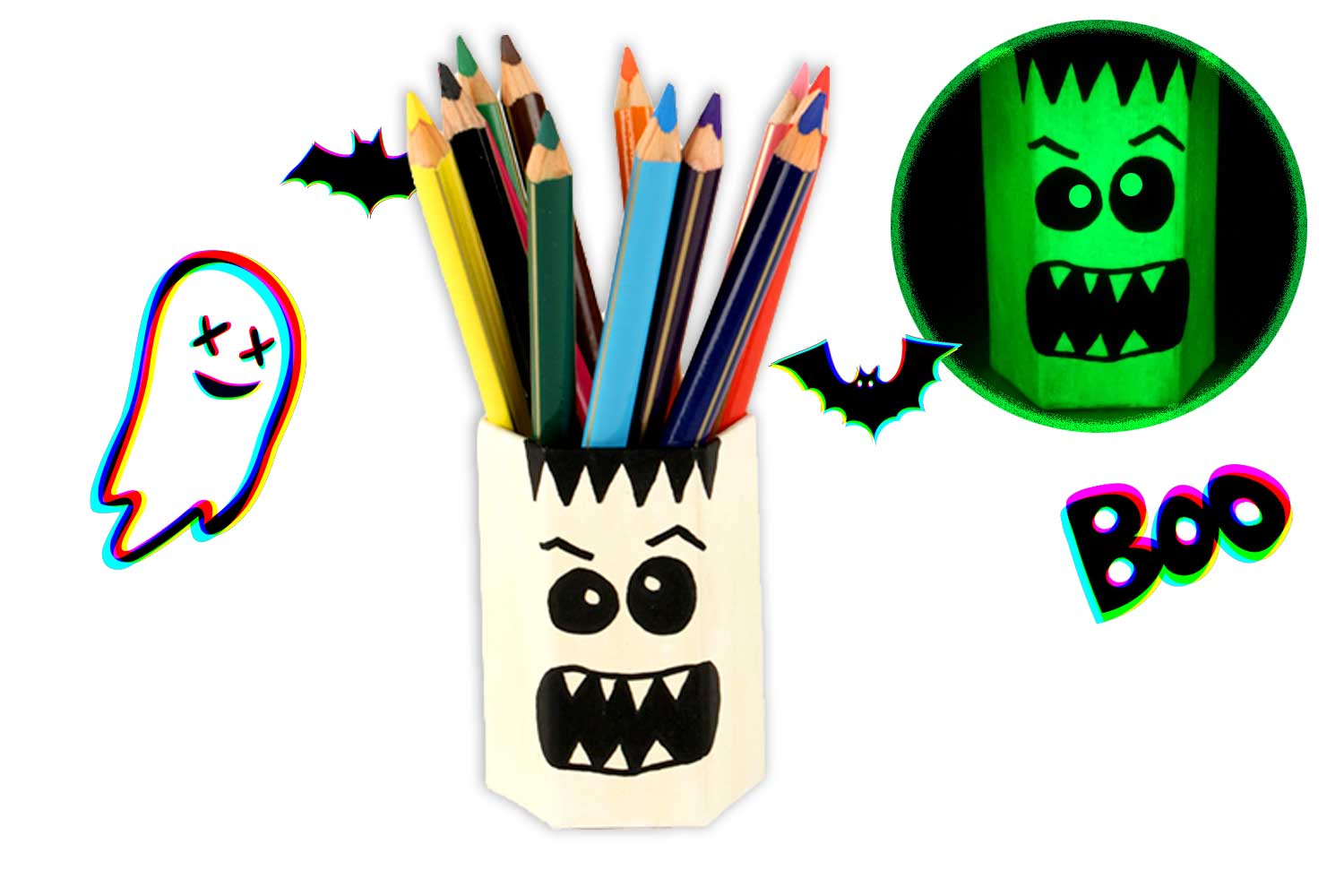 Pot à crayons phosphorescent - Tutos Halloween - 10 Doigts