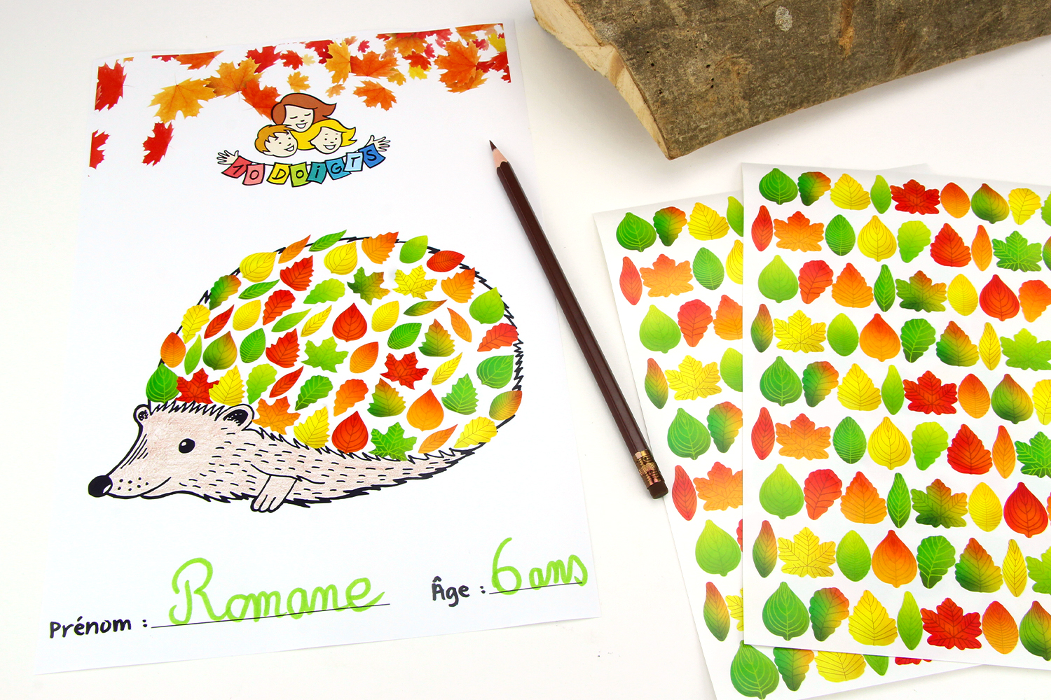 Printable hérisson + gommettes