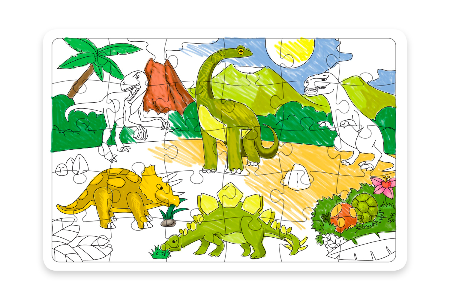 Grand Puzzle Dinosaures à colorier - Puzzles - 10 Doigts