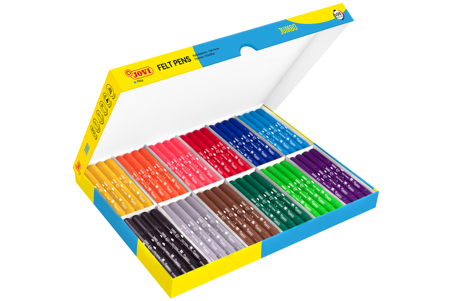 JOVI Crayons feutres - Pochette de 12 gros feutres à colorier - pointe large