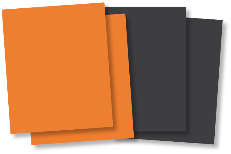 Plaques de caoutchouc souple orange ou noir - Lot de 10 - Papiers