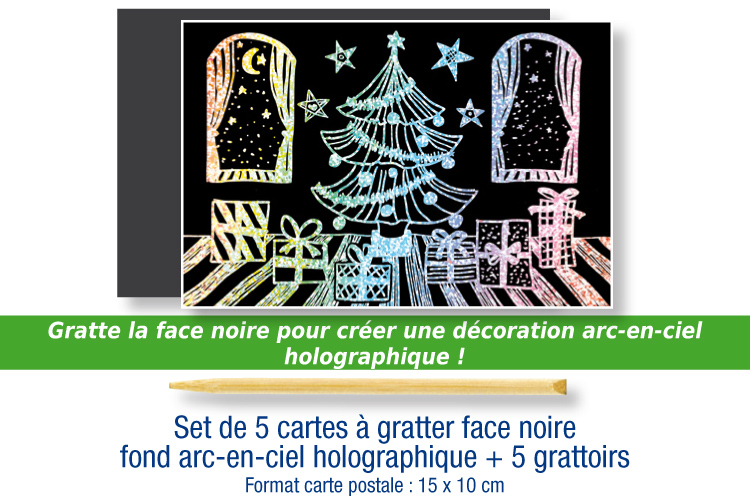 Cartes à gratter holographiques - 5 cartes - Cartes à gratter, à poinçonner  - 10 Doigts