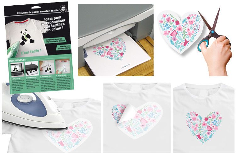 Papier transfert pour textile clair - 5 feuilles